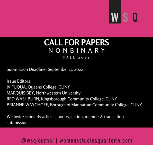 WSQ Call for Papers Nonbinary The Center for the Humanities