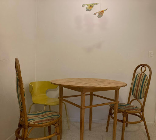 A small table in the kitchen of the New York apartment where Cici was staying. In May 2024, Cici, Isabelle, and I gathered around this table, sharing stories about Theresa—stories that would later continue in our email exchanges. Photograph by Cici Wu.