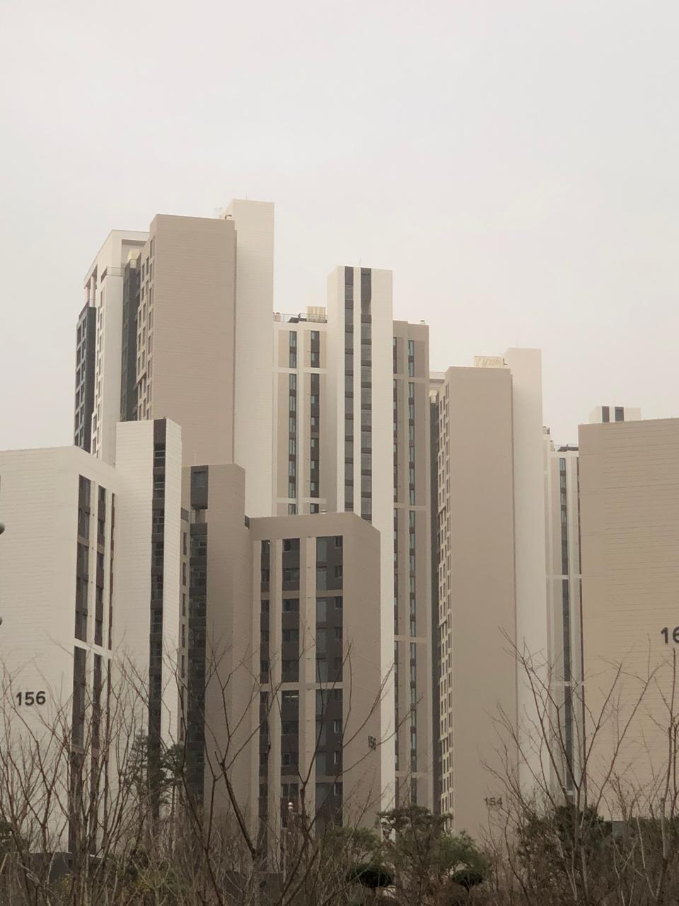 "'tombstone' buildings." Apartment buildings in Gangnam, taken by Isabelle, March 29th 2024